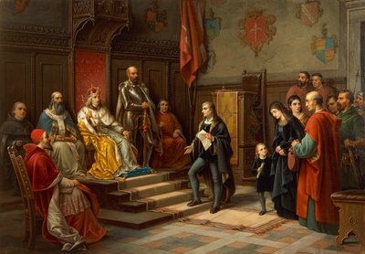 Frederik III, der bliver presset til at marchere mod tyrkere af Trieste-digteren Raffaele Zovenzoni, af Augusto Tominz (1818-1883) af Augusto Tominz