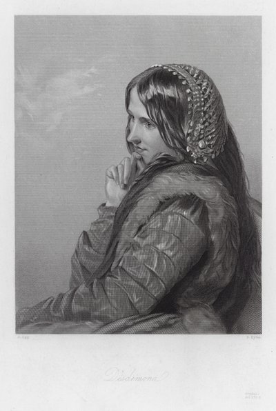 Desdemona, en karakter i Othello (kobberstik) af Augustus (after) Egg