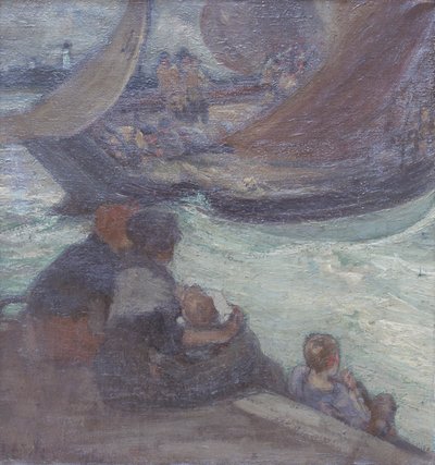 Afgang til fiskeri, Augustus Koopman (olie på lærred) af Augustus B. Koopman