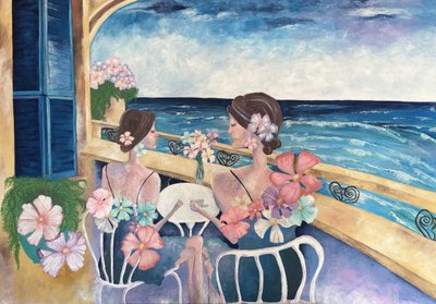 Balkon med udsigt over Middelhavet af Augustus Caelthorne