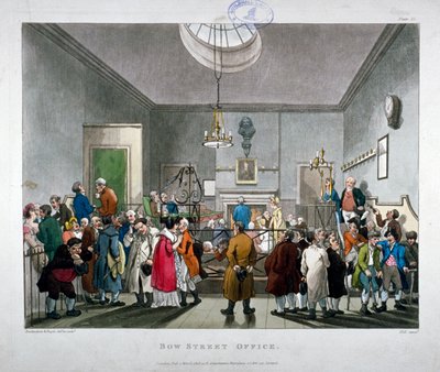 Bow Street Police Court, Westminster, London, 1808 af Augustus Charles Pugin, Thomas Rowlandson