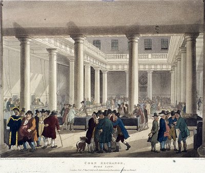 Corn Exchange, London, 1808 af Augustus Charles Pugin, Thomas Rowlandson