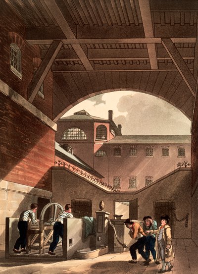 Vandmotor i Cold Bath Fields Prison, London, 1808 af Augustus Charles Pugin, Thomas Rowlandson