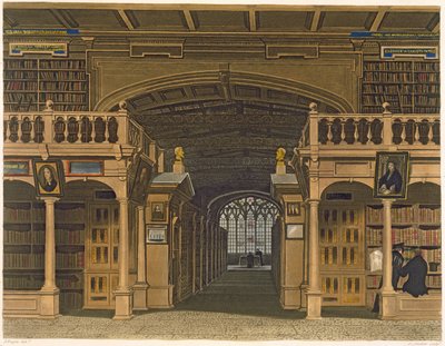 Interiør af Bodleian Library, illustration fra 