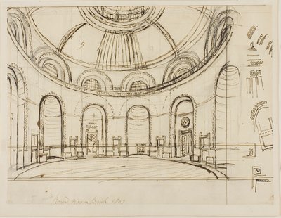 Round Room Bank af Augustus Charles Pugin