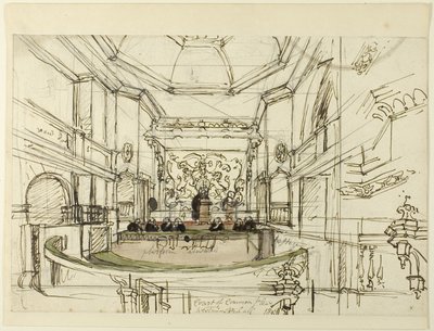 Studie til Court of Common Pleas, Westminster Hall, fra Microcosm of London af Augustus Charles Pugin