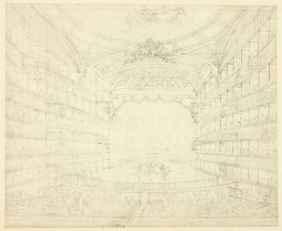 Studie for Opera House, fra Microcosm of London af Augustus Charles Pugin