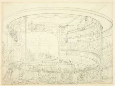 Studie til Sadlers Wells Theater af Augustus Charles Pugin