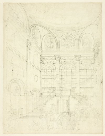Studie for Session House, Clerkenwell, fra Microcosm of London af Augustus Charles Pugin