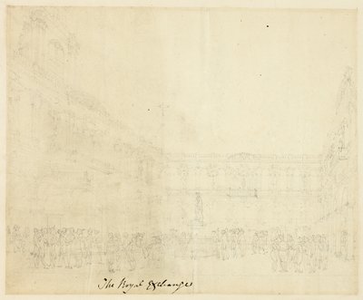 Studie for The Royal Exchange, fra Microcosm of London af Augustus Charles Pugin