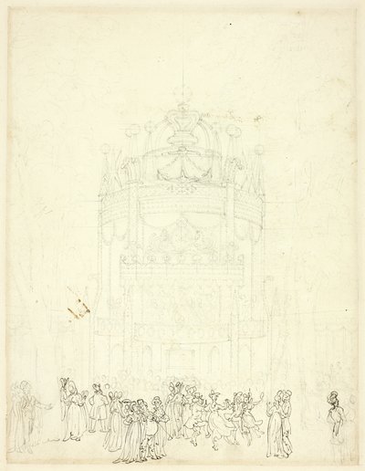 Studie til Vauxhall Garden af Augustus Charles Pugin