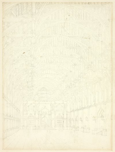 Studie for Westminster Hall, fra Microcosm of London af Augustus Charles Pugin