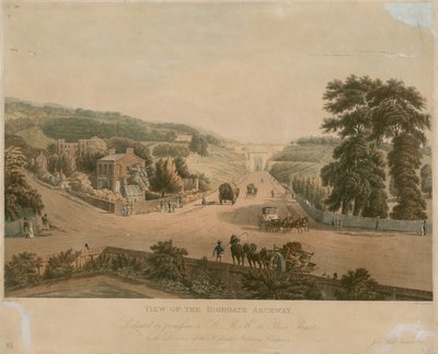 Udsigt over Highgate Archway af Augustus Charles Pugin