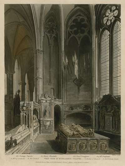 Vestsiden af St Erasmus Chapel, Westminster Abbey, London af Augustus Charles Pugin