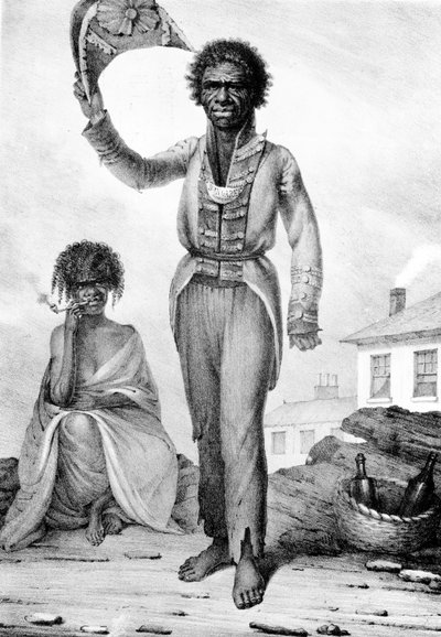 Bungaree, en indfødt høvding i New South Wales, indgraveret af Charles Joseph Hullmandel, 1830 af Augustus Earle