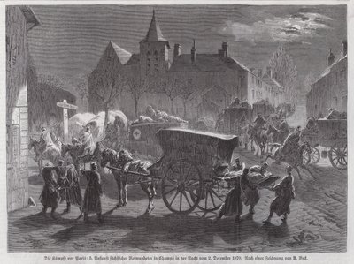 Ankomst af saksiske soldater såret i kampene uden for Paris, fransk-preussisk krig, 2. december 1870 (gravering) af Augustus J. Beck