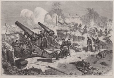 Preussisk belejringsbatteri i parken Le Raincy under belejringen af Paris, fransk-preussisk krig af Augustus J. Beck