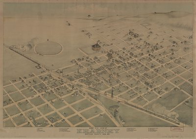 Fugleperspektiv af Kearney, Buffalo County, Neb. 1881 LOC 2010592833 af Augustus Koch
