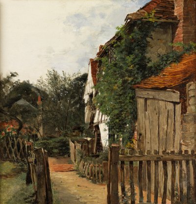 A Cottage Garden (olie på panel) af Augustus Leopold Egg