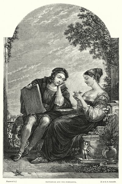Raffaelle og Fornarina (gravering) af Augustus Wall (after) Callcott