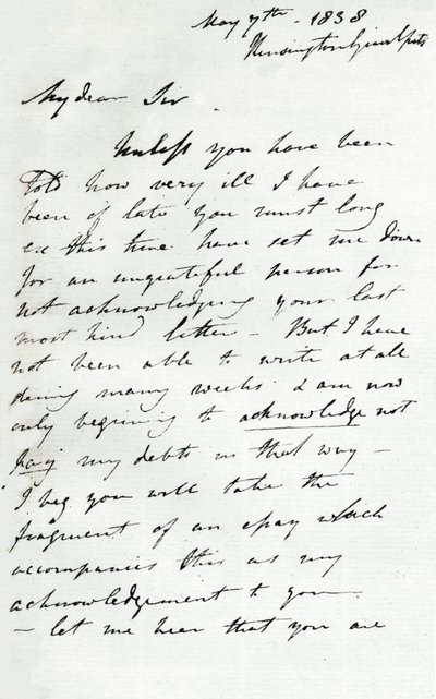 Et brev fra Augustus Wall Callcott, 7. maj 1838 1904 af Augustus Wall Callcott