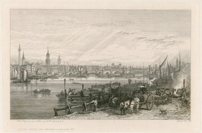 Konstruktion af New London Bridge, 1826 af Augustus Wall Callcott