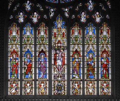 Korsfæstelse med hellige, 1851 (farvet glas) af Augustus Welby Northmore Pugin