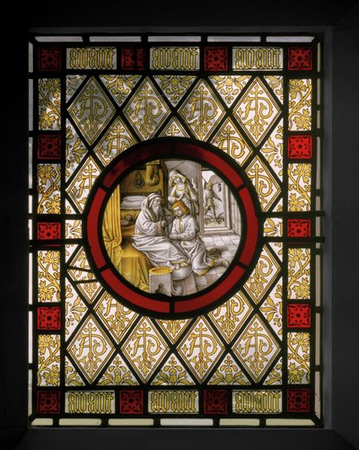 Biblioteksvindue med hollandsk Roundel, ca. 1844 (farvet glas) af Augustus Welby Northmore Pugin