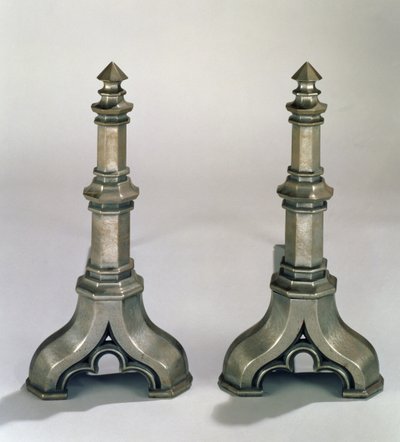 Par Andirons i gotisk stil, ca. 1836 (støbt stål) af Augustus Welby Northmore Pugin