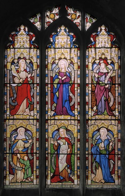 Ruth, Jomfru Maria, Sarah, Hannah, Dorcas og Anne, 1852 (farvet glas) af Augustus Welby Northmore Pugin