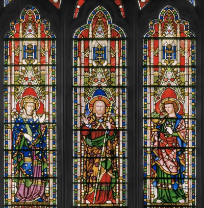 Jomfru og Kristus med helgener, østvindue, detalje, 1847-48 (glasmaleri) af Augustus Welby Northmore Pugin