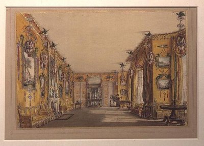 Den gule (nordlige) tegnestue (farve litho) af Augustus Welby Pugin