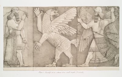 Basrelieffer ved indgangen til et lille tempel ved Nimroud [Calah], 1853 af Austen Henry Layard