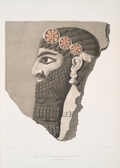 Hoved af en bevinget figur iført diadem, 1849 af Austen Henry Layard