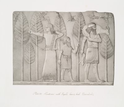 Jægere med gazeller, harer og fugle (Khorsabad) af Austen Henry Layard