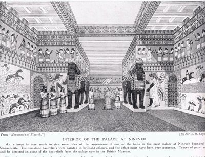 Interiør af Palace of Nineveh, illustration fra 