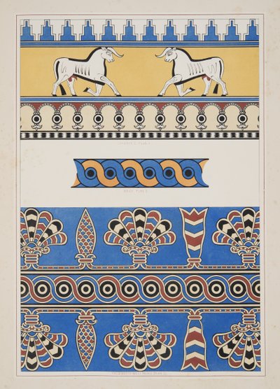 Painted Ornaments from Nimroud, fra Monuments of Nineveh, pub. 1849 af Austen Henry Layard