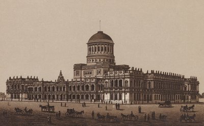 Melbourne, Australien: Nye retsbygninger (litho) af Australian School