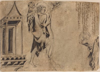 En aedicule med to studier af den hellige Christopher af Austrian 14th Century
