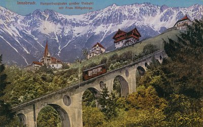 Innsbruck - kabelbane og viadukt. Postkort sendt i 1913. af Austrian Photographer
