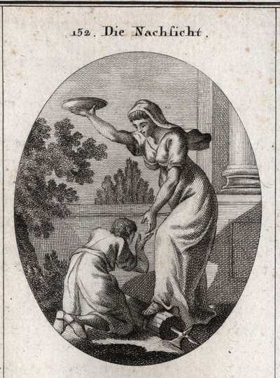 Allegori om aflad. Hun troppede under sine fødder bundterne og øksen, som liktorerne bar blandt romerne. Hun holder en hævet frakke og rækker sin hånd til en slave, der lægger sine fødder ned. Gravering i "" Iconologie oder Ideen aus dem Gebiete der Le af Austrian School