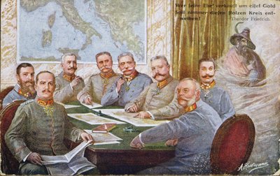 Østrigske og tyske generaler og krigsledere fra 1. Verdenskrig, grupperet omkring Hindenburg og Mackensen, 1915 af Austrian School