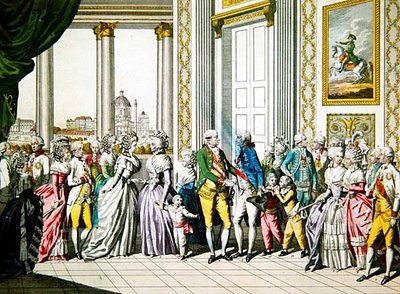 Kejser Leopold II og hans familie byder Ferdinand I, konge af Napoli og Sicilien og hans familie velkommen i Wien af Austrian School