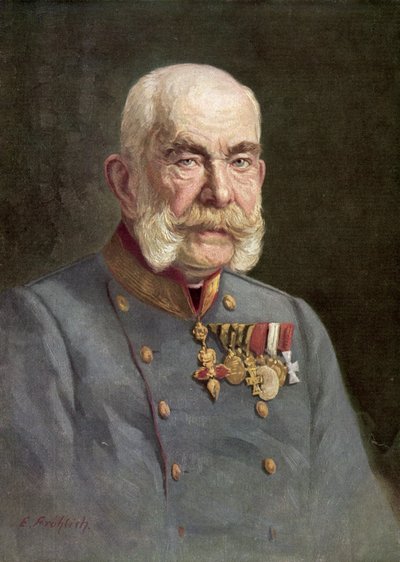 Franz Joseph I, kejser af Østrig (farvelitografi) af Austrian School