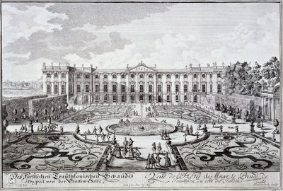 Havefronten til Prince of Trauthsons palads, Wien ca. 1719 af Austrian School