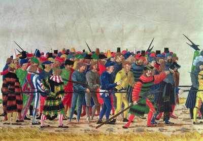 Helleberdiere af Maximilian I (1459-1519) bevogter franske fanger af Austrian School