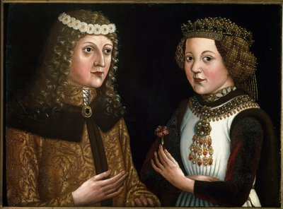 Portræt af Ladislaus Posthumous, konge af Bøhmen, Ungarn og Kroatien, med sin forlovede Magdalena af Valois af Austrian School