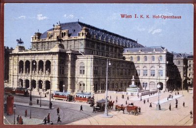 Postkort, der forestiller Wiens Statsopera, ca. 1900 af Austrian School