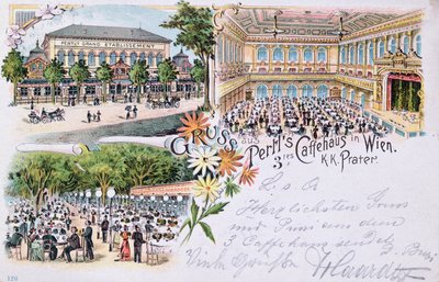 Postkort fra Pertls Coffee house i Prater, Wien, 1901 af Austrian School
