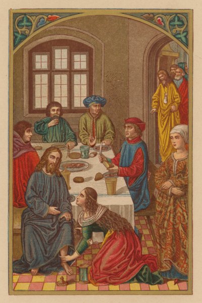 S Mary Magdalene (chromolith) af Austrian School